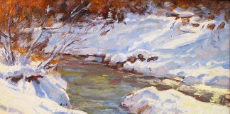 Lorenzo Chavez Winter Stream river brook snow cold western oil painting