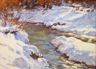 Lorenzo Chavez Winter Stream river brook snow cold western oil painting