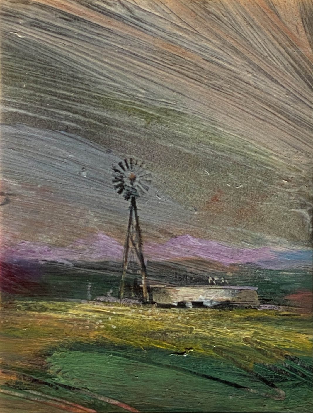 Robert Moore Windmill western mixed media original painting