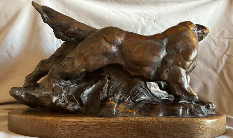 Sandy Scott Bracemates On Point dog hunting dog wildlife western bronze sculpture back