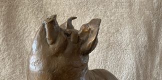 Sandy Scott Swine Song pig porker bacon ham ranch farm western bronze sculpture
