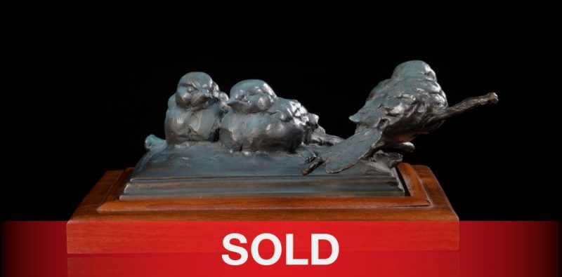 Sandy Scott Winter Birds chick wildlife bronze sculpture