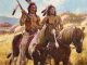 Stan Davis Proud Partners Native American Indian horse paint horse rifle warrior battle western oil painting