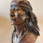 Susan Kliewer Hataalii The Singer Native American Indina man leader warrior chief portrait western bronze sculpture side