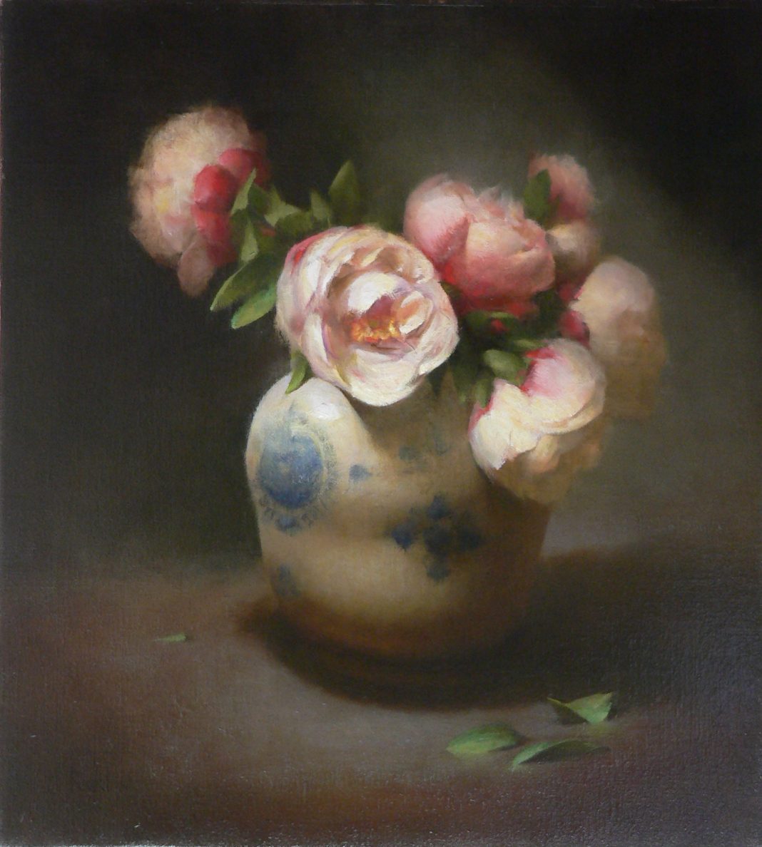 David Riedel Peonies still life still-life still life flower floral oil painting Asian pot