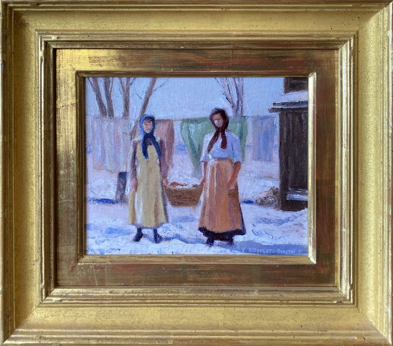 Gary Ernest Smith Winter Washing women girl woman clothes snow oil painting framed