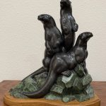 Gerald Balciar Riverside otter wildlife bronze scultpure