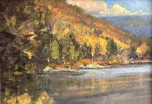 Gene Costanza Moving Toward October lake stream river high mountain landscape oil painting