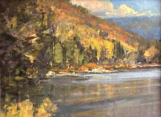 Gene Costanza Moving Toward October lake stream river high mountain landscape oil painting