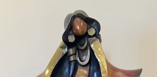 Kim Obrzut Lullaby Native American Indian bronze sculpture baby close