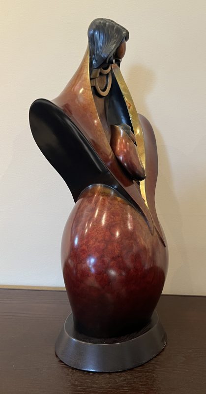 Kim Obrzut Lullaby Native American Indian bronze sculpture baby side