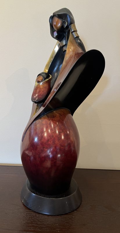 Kim Obrzut Lullaby Native American Indian bronze sculpture baby side