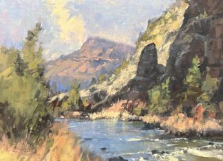 Gene Costanza High Noon Crooked River Canyon river stream high mountain landscape oil painting