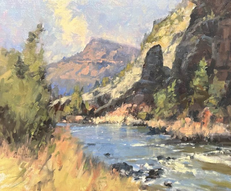 Gene Costanza High Noon Crooked River Canyon river stream high mountain landscape oil painting