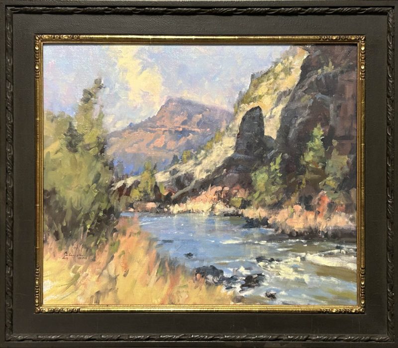 Gene Costanza High Noon Crooked River Canyon river stream high mountain landscape oil painting framed