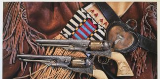 John Paul Strain gouache painting Colonel Custer's Colts pistols gun historic history Little Big Horn Greasy Grass Custer's Last Stand western
