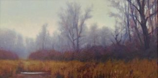 Kevin Courter Wetlands Of The Bitterroot Montana waterway river stream brook trees landscape oil painting