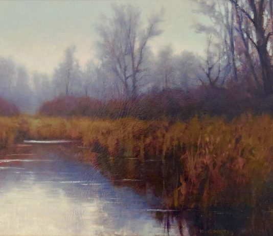 Kevin Courter Wetlands Of The Bitterroot Montana waterway river stream brook trees landscape oil painting