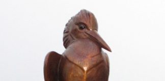 Kent Ullberg Kingfisher Belted bird wildlife bronze sculpture close up