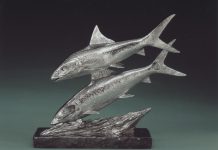 Kent Ullberg Silver Ghosts fish ocean fishing wildlife sculpture stainless steel bronze
