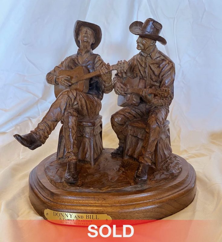 Bill Nebeker Donny And Bill A Family Tradition cowboy guitar singing western bronze sculpture sold