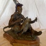 Bill Nebeker Invoking The Buffalo Spirit Native American Indian figure figurative buffalo skull western bronze sculpture sold