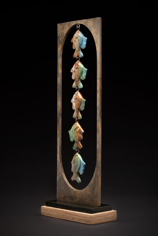 Tim Cherry Stringer Of Fish Sunfish wildlife bronze sculpture side