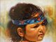 Vicki Catapano Between The Winds Native American Indian girl woman female celebration dress western oil painting