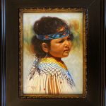 Vicki Catapano Between The Winds Native American Indian girl woman female celebration dress western oil painting framed