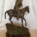 Bill Nebeker Warrior's Challenge Native American Indian warrior horse spear shield western bronze sculpture back