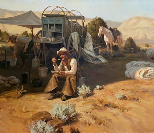 Gary Kapp Cowboy and Chuckwagon horse ranch farm western oil painting