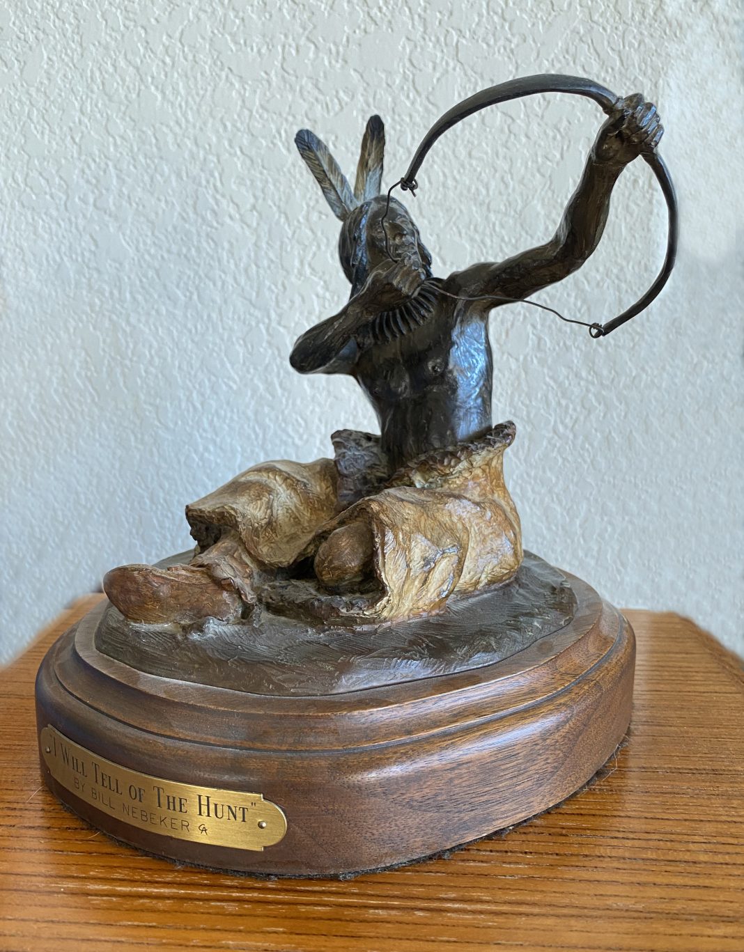 Bill Nebeker I Will Tell Of The Hunt Native American Indian body arrow hunter western bronze sculpture