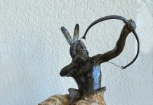 Bill Nebeker I Will Tell Of The Hunt Native American Indian body arrow hunter western bronze sculpture