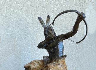 Bill Nebeker I Will Tell Of The Hunt Native American Indian body arrow hunter western bronze sculpture
