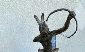 Bill Nebeker I Will Tell Of The Hunt Native American Indian body arrow hunter western bronze sculpture
