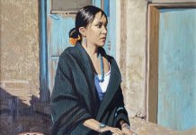 Tony Eubanks Pueblo Princess woman girl female portrait figurative Native American Indian woman western oil painting