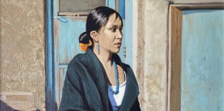 Tony Eubanks Pueblo Princess woman girl female portrait figurative Native American Indian woman western oil painting