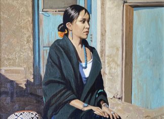 Tony Eubanks Pueblo Princess woman girl female portrait figurative Native American Indian woman western oil painting