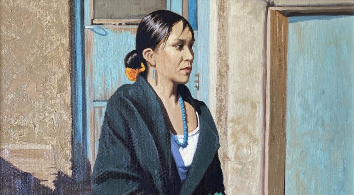 Tony Eubanks Pueblo Princess woman girl female portrait figurative Native American Indian woman western oil painting