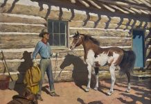 Robert Amick A New Mount cowboy paint horse western oil painting
