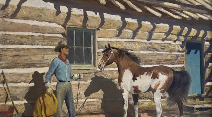 Robert Amick A New Mount cowboy paint horse western oil painting