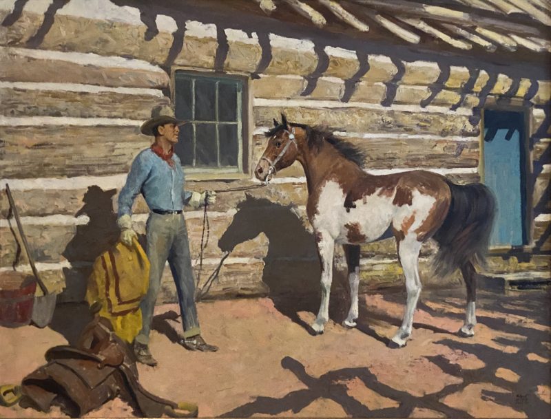 Robert Amick A New Mount cowboy paint horse western oil painting