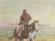 W. Steve Seltzer Native American Indian riding paint horse landscape western watercolor painting