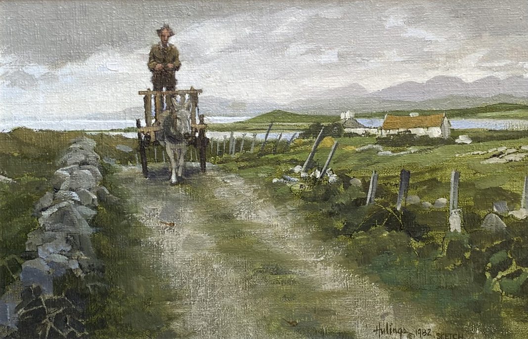 Clark Hulings Before The Irish Wind sketch study horse drawn Europe landscape oil painting
