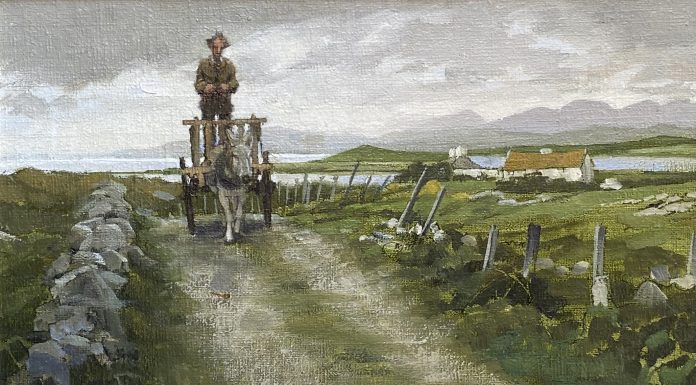 Clark Hulings Before The Irish Wind sketch study horse drawn Europe landscape oil painting