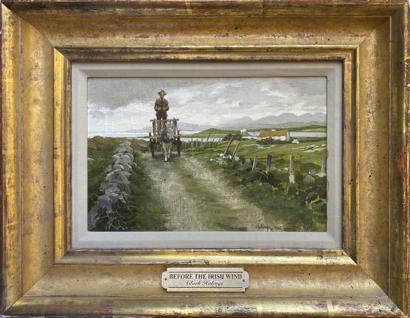 Clark Hulings Before The Irish Wind sketch study horse drawn Europe landscape oil painting framed