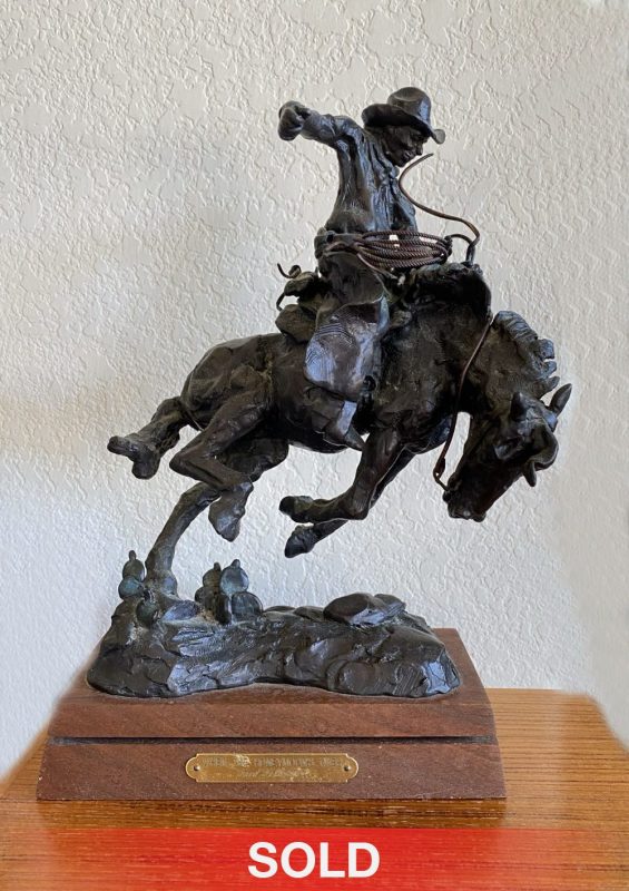 Fred Fellows When The Honeymoons Over cowboy bucking horse action western bronze sculpture sold