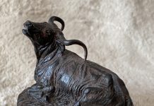 Harold Holden Scratch bull steer western bronze scultpure