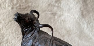 Harold Holden Scratch bull steer western bronze scultpure