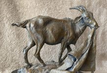 Herb Mignery Tack Room Bandit goat farm ranch western bronze scultpure